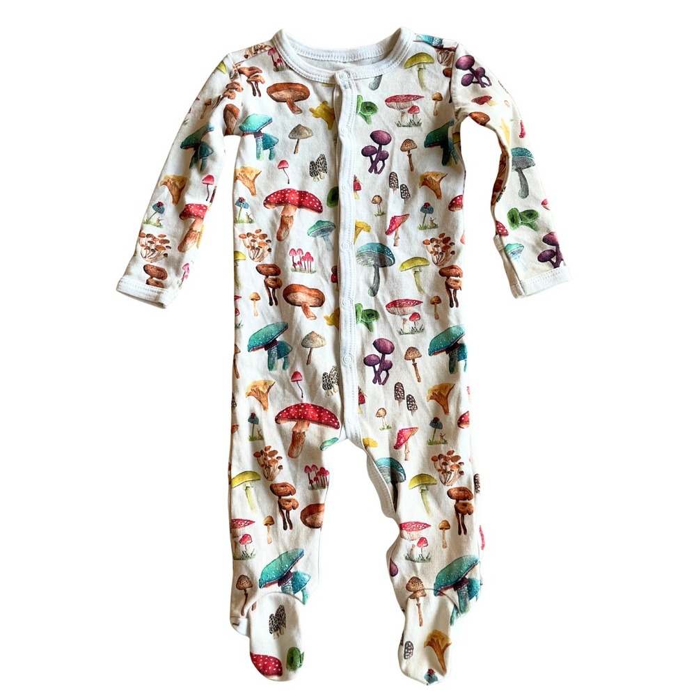 Hart + Land 100% Organic Pima Cotton Baby Mushroom Footie Romper - Sz 0-3 Months